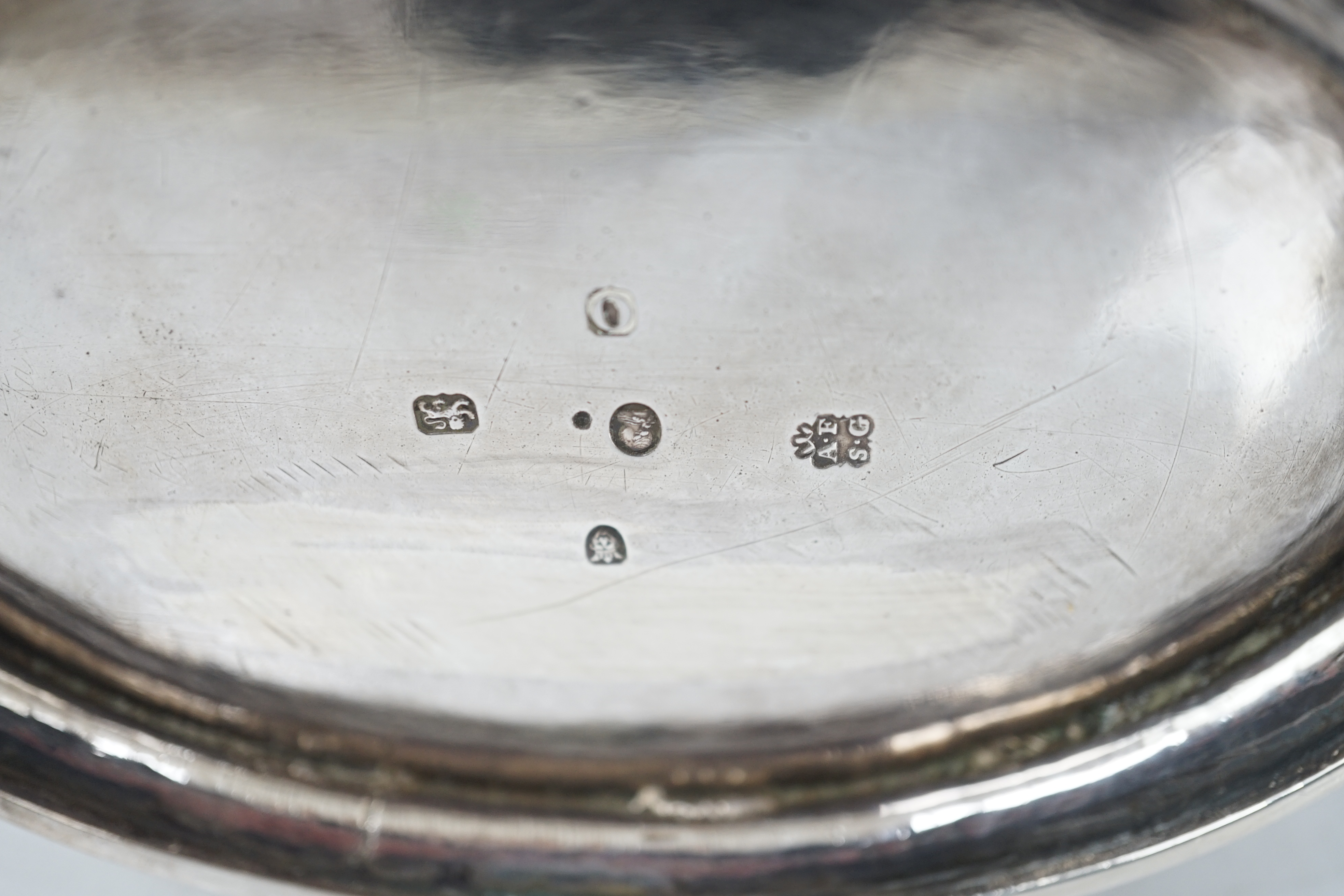 A George III demi fluted silver oval tea caddy by Andrew Fogelberg & Stephen Gilbert